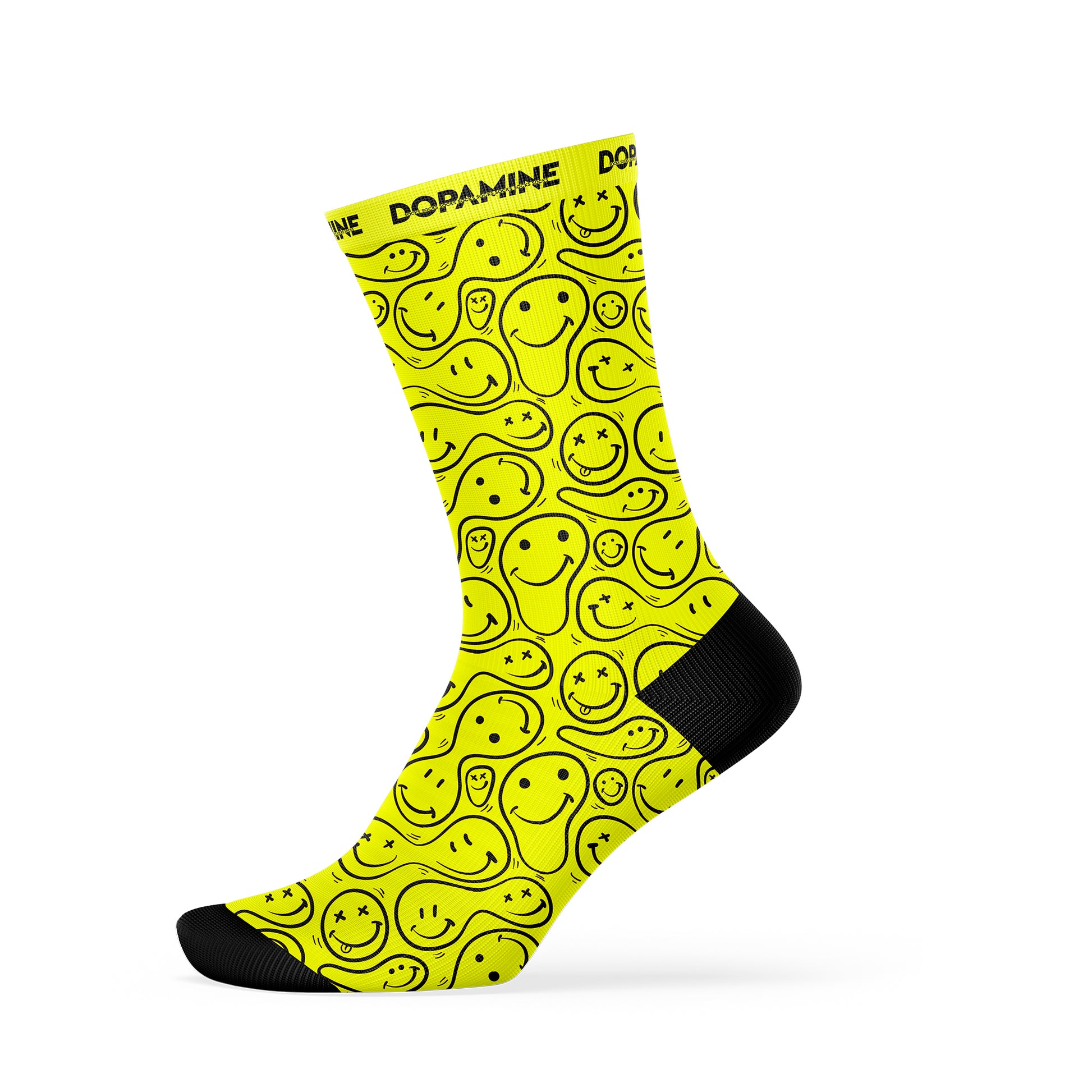 Calcetin Deportivo SOCK SPORT+ SMILE NEON AMARILLO - DOPAMINEOFICIAL